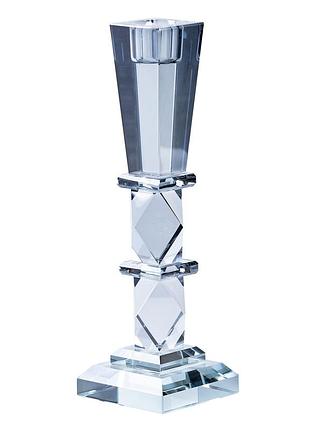 Подсвечник 25 (см) стеклянный высокий на стол переносной на 1 свечу геометрический