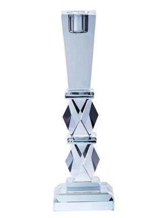 Подсвечник 25 (см) стеклянный высокий на стол переносной на 1 свечу геометрический