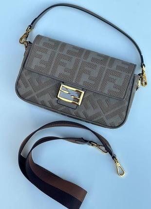 Сумка женская кофейная тканевая маленькая брендовая коричневая бежевая
