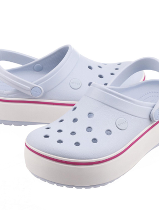 Crocs кроксы клоги сабо шлепки на платформе сандалии crocband platform clog ice blue