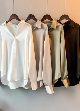 Атласная блуза рубашка