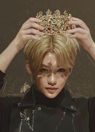 Постер ли феликс lee felix (ли йонбок) стрей кидс stray kids crown art 1