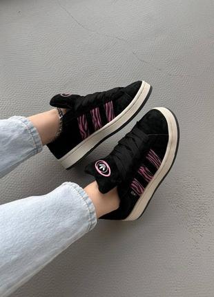 Женские кроссовки adidas campus Core zebra адидас кампус черного цвета5 фото