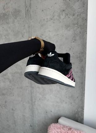 Женские кроссовки adidas campus Core zebra адидас кампус черного цвета7 фото