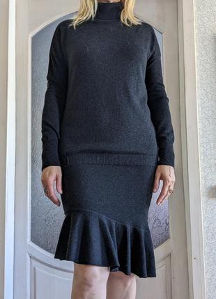 Max mara теплое платье шерсть трикотажное платье миди платье - гольф новое платье кашемир італія кашемір