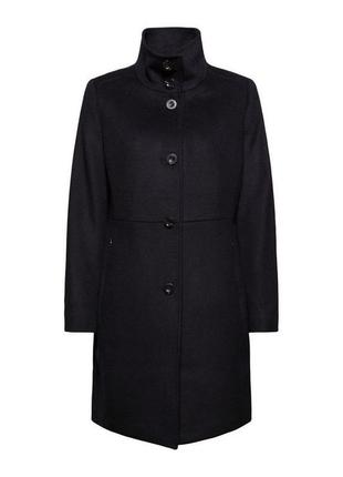 Женское черное шерстяное пальто esprit