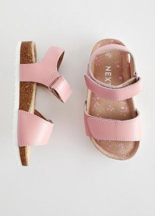Босоніжки next шкіряні для дівчаток рожеві зручні стильні взуття дитяче сандалі 20,21,22,23,24,26,28,29 розміри5 фото