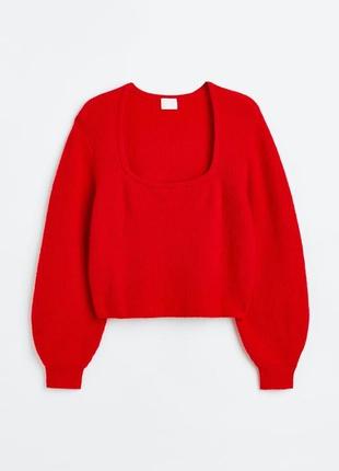 Червоний вовняний пухнастий светр