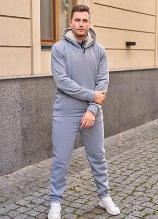 Чоловічий зимовий костюм із хутром sofia hd-1206 блакитний 46-48