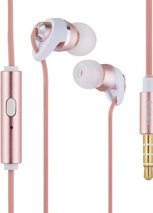 Вакуумные наушники remax rm-585 гарнитура для телефона розовый