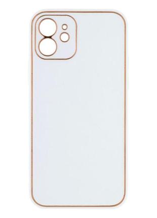 Чехол leather case gold with frame для apple iphone 12 mini white