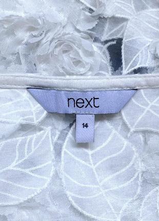 Next белая кружевная блуза с листочками листьями и розами размер l-xl вискоза