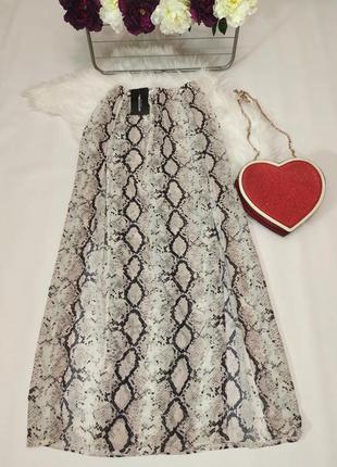 Спідниця максі з розрізами спідниця з тваринним принтом юбка шифон прозора спідниця