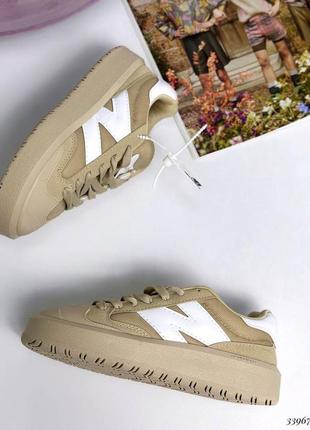 ▪кросівки new balance ct302 жіночі бежеві кеди снікерси nb нью беланс ct 302 шкіряні текстильні(еко шкіра/текстиль)на танкетці платформі м'які зручні4 фото