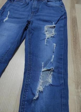 Рваные скинни джинсы george с высокой посадкой на 10-11 лет9 фото