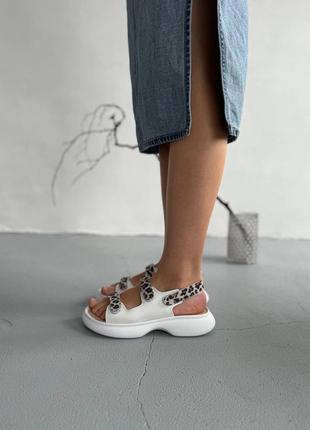 Женские стильные сандалии с леопардовым принтом натуральная кожа8 фото