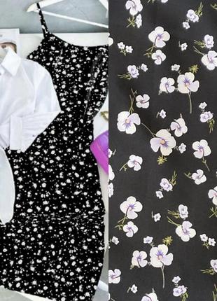 Костюм короткий сарафан на тонких бретелях плаття з квітковим принтом сукня вкорочена сорочка із зав'язками комплект чорний жовтий білий рожевий6 фото