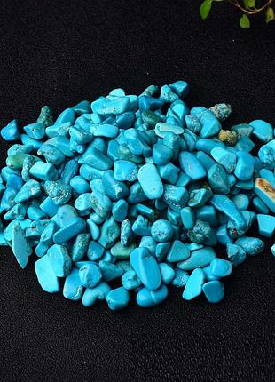 Крихта бірюза  5-7 мм без отвору, галтовка з натурального каменю, ціна за 10 грам