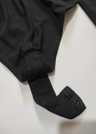 Базове чорне боді еластичний рубчик зі спущеними відкритими плечами лонгслів кофта довгий рукав6 фото