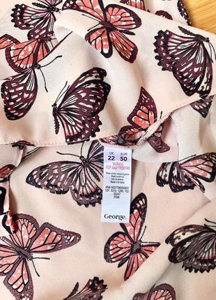 Пудрова шифонова блуза в метелики4 фото