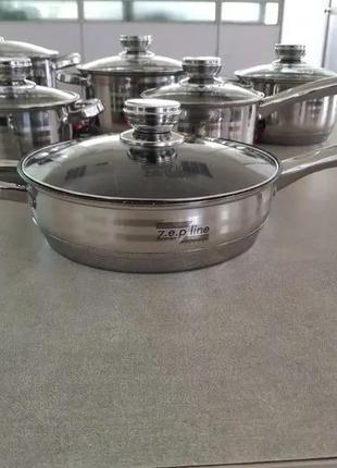 Набір посуду з неіржавкої сталі zepline zp 075 набір стильного посуду з 12 предметів3 фото