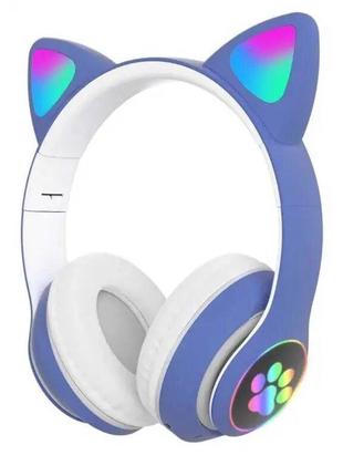 Беспроводные наушники с кошачьими ушками и led подсветкой stn-28, синий