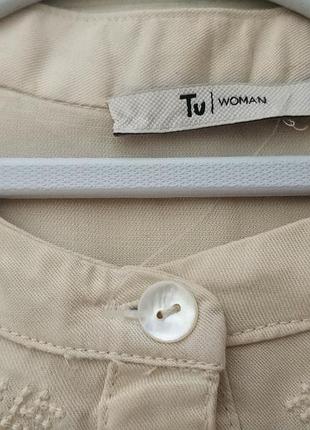 Tu tu women невероятная бежевая блуза блузка рубашка блуза вышиванка пышные рукава...