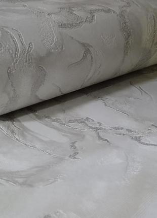 Обои виниловые супермойка "либерти" (эконом) для кухни, ванной, коридора, светло-серые с серебром 0,53*10 м