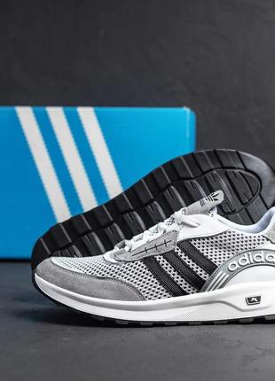 Чоловічі літні кросівки adidas сітка сірі