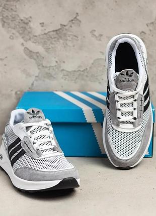 Чоловічі літні кросівки adidas сітка сірі6 фото