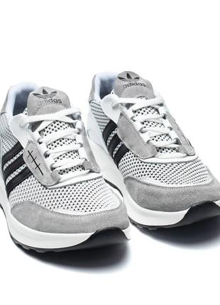 Чоловічі літні кросівки adidas сітка сірі10 фото