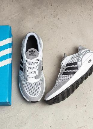 Чоловічі літні кросівки adidas сітка сірі9 фото