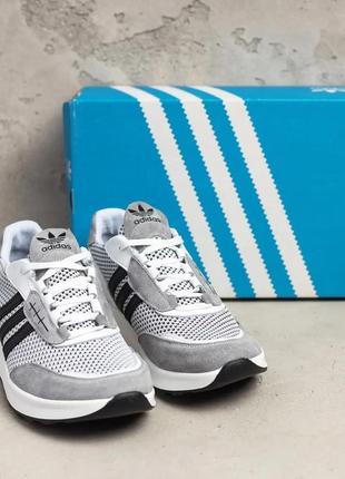 Чоловічі літні кросівки adidas сітка сірі4 фото
