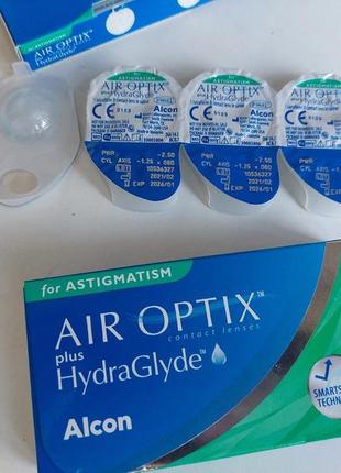 Контактні лінзи  air optix plus hydraglyde for astigmatism 2шт та 6шт