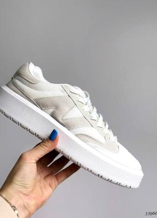 ▪️кроссовки new balance white ct302 женские белые кеды сникерсы nb нью беланс ct 302 кожаные(эко кожа/текстиль)на танкетке платформе мягкие удобные2 фото