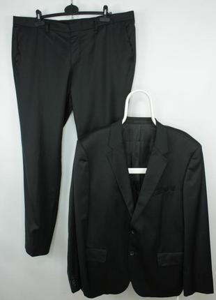 Шикарный классический костюм hugo boss huge2/genius1 slim fit stretch black wool formal men's suit