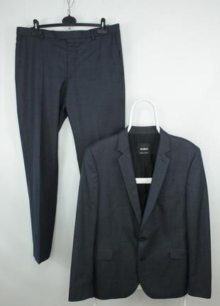 Стильный классический костюм strellson allen/mercer blue wool slim fit formal duss suit men's