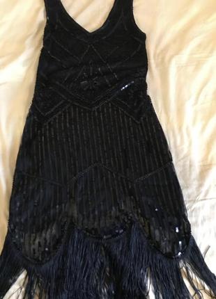 Сукня  плаття з бахромою паєтками  в стилі гетсбі,гангстер чикаго вечірка в стилі великого гетсбі,20х,ретро5 фото