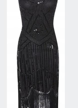 Сукня  плаття з бахромою паєтками  в стилі гетсбі,гангстер чикаго вечірка в стилі великого гетсбі,20х,ретро4 фото