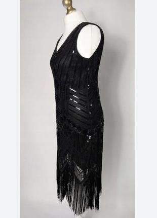 Сукня  плаття з бахромою паєтками  в стилі гетсбі,гангстер чикаго вечірка в стилі великого гетсбі,20х,ретро3 фото