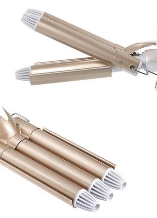 Потрійна плойка для волосся щипці gemei gm-1988 золотий