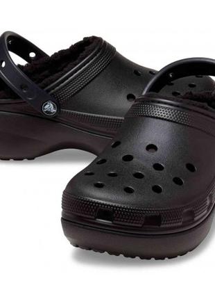 Crocs сабо на меху клоги утепленные classic platform lined clog крокс