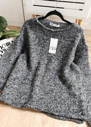 Трикотажний теплий м'який светр із підгорнутими краями від zara, розмір s-xl**