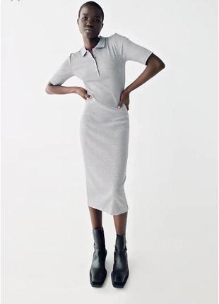 New collection! очень стильное и красивое платье-поло в рубчик zara.