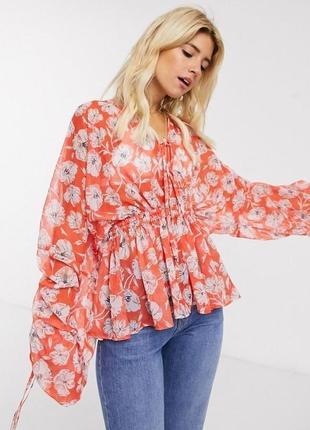 Невероятная романтичная шифоновая блуза в цветочный принт no103