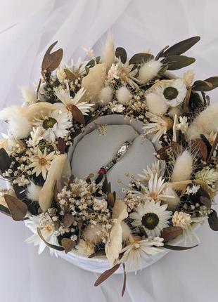 Коробочка подушечка для обручек с сухоцветами