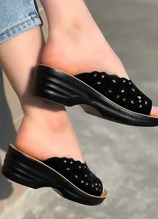 Шлепанцы женские эконуук &nbsp;с камнями, размер 37.39,40