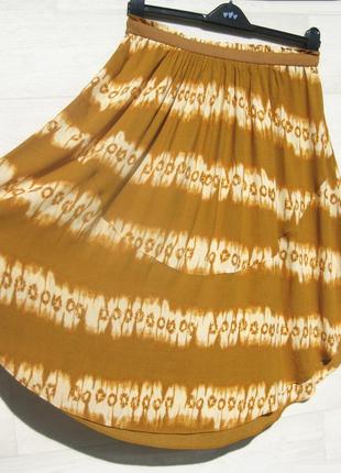 Летняя яркая горчично коричневая миди юбка h&m5 фото