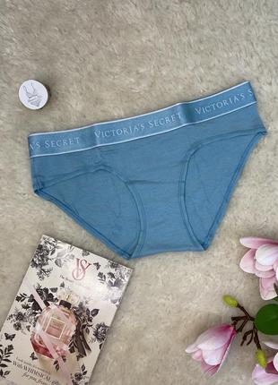 Трусики бикини victoria's secret хлопок с лого поясом голубые оригинал виктория сикрет