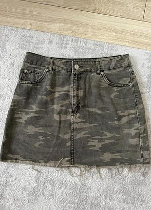 Юбка камуфляж хаки topshop moto